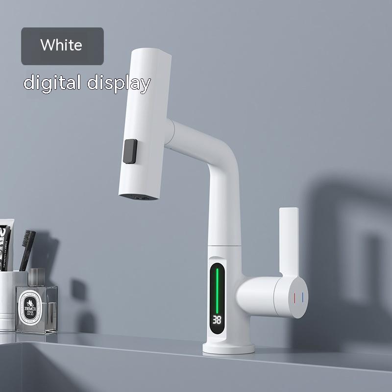 Pull-out Basin Faucet Temperature Digital Display Rotation