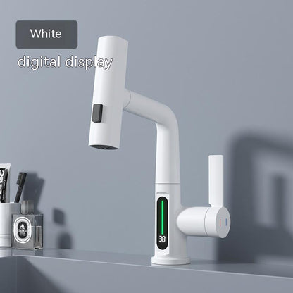 Pull-out Basin Faucet Temperature Digital Display Rotation