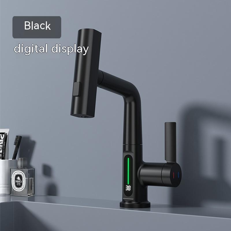 Pull-out Basin Faucet Temperature Digital Display Rotation