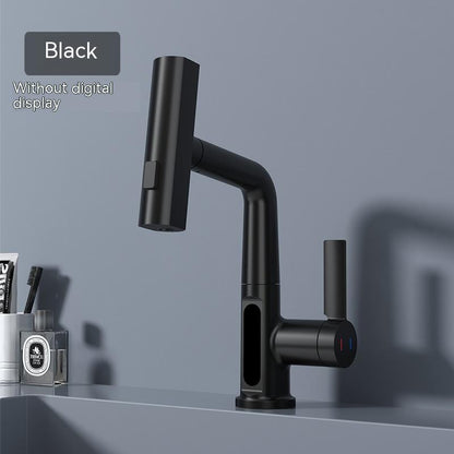 Pull-out Basin Faucet Temperature Digital Display Rotation
